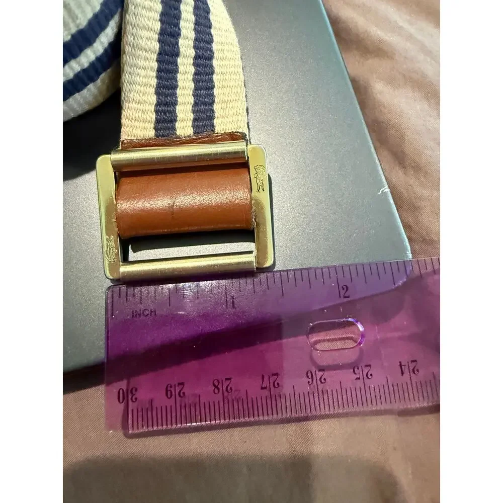 VTG 70's 80's Izod Lacoste Reversible Surcingle Belt Made in Italy Stripe Canvas